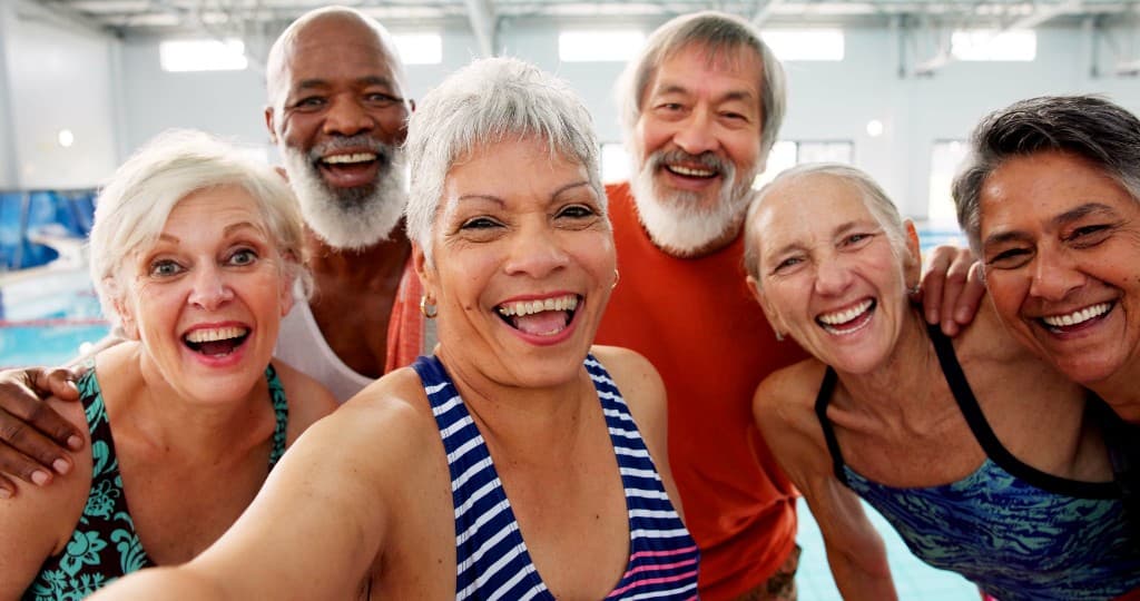 Seniors enjoying swimming together